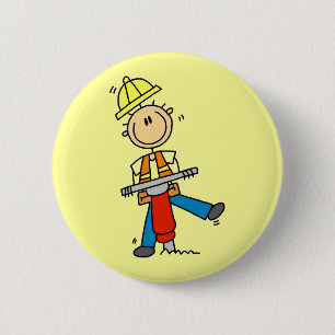 Badge Rond 5 Cm Cadeaux pour ouvrier du bâtiment avec marteau-piqu