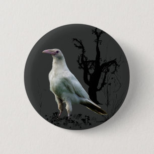 Badge Rond 5 Cm Cadeaux "Rare White Raven"