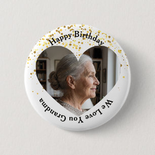 Badge Rond 5 Cm Cadre de cœur Joyeux Anniversaire Nous t'aimons Gr
