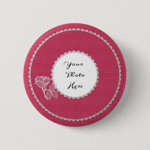 Badge Rond 5 Cm Cadre du bouton en cuir et dentelle
