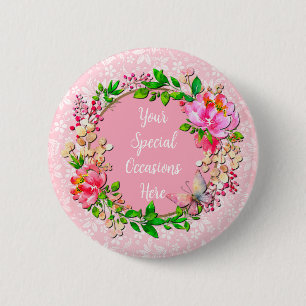 Badge Rond 5 Cm Cadre Floral Élégant : pour Chaque Occasion