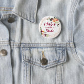 Badge Rond 5 Cm Cadre moderne Floral Mère de la mariée Groom (En situation)