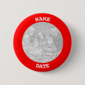 Badge Rond 5 Cm Cadre photo circulaire personnalisé rouge (Devant)