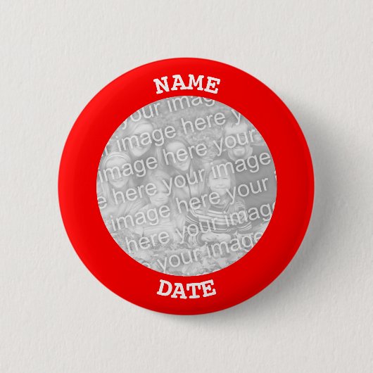 Badge Rond 5 Cm Cadre photo circulaire personnalisé rouge (Devant)