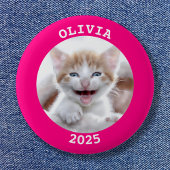 Badge Rond 5 Cm Cadre photo circulaire rose chaud personnalisé