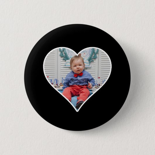 Badge Rond 5 Cm Cadre photo en forme de coeur personnalisé Ajouter (Devant)