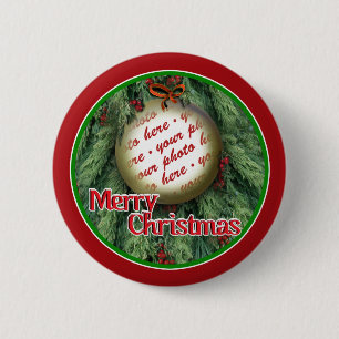 Badge Rond 5 Cm Cadre Photo Ornement de Sapin de Noël