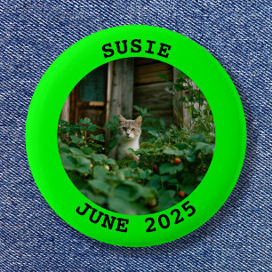 Badge Rond 5 Cm Cadre photo rond personnalisé noir et vert lime