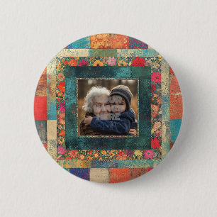 Badge Rond 5 Cm Cadre vintage De Frontière Florale Pour Vos Photos