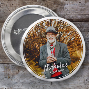 Badge Rond 5 Cm Cadres modernes Mémorial funéraire photo simple