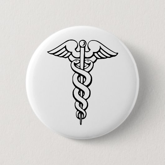 Badge Rond 5 Cm Caducée (Devant)