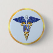 Badge Rond 5 Cm Caducée (Devant)