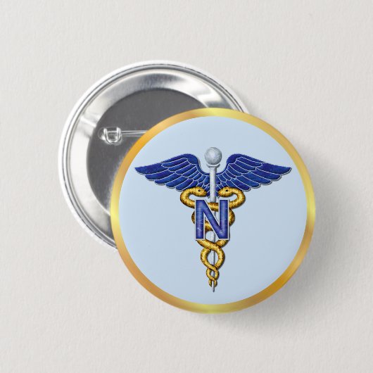 Badge Rond 5 Cm Caducée (Devant & derrière)