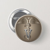 Badge Rond 5 Cm Caducée vétérinaire (Devant & derrière)