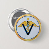 Badge Rond 5 Cm Caducée vétérinaire (Devant & derrière)