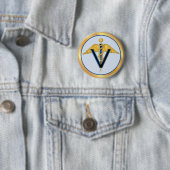 Badge Rond 5 Cm Caducée vétérinaire (En situation)