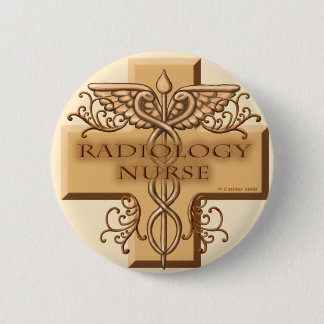 Badge Rond 5 Cm Caduceus cross Radiologie Infirmière