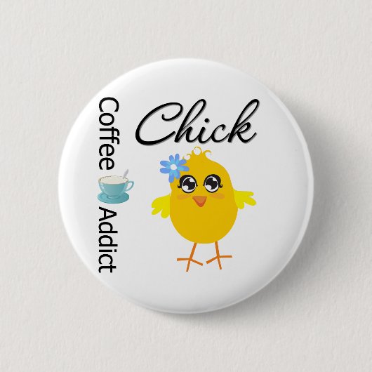 Badge Rond 5 Cm Café Addict Chick (Devant)