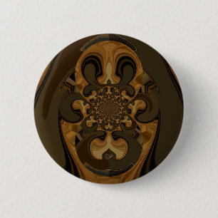 Badge Rond 5 Cm Café Brown Flux Kaleidoscope Art Imprimer