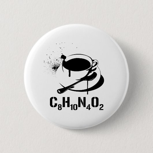 Badge Rond 5 Cm Café C8H10N4O2 (Devant)