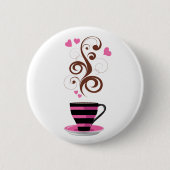 Badge Rond 5 Cm Café, Café Arabica, Café Noir, Coeurs (Devant)