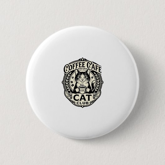 Badge Rond 5 Cm Café Café Chat Drôle Chat Graphique - Café Café Ca (Devant)