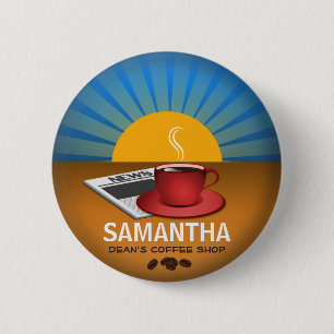 Badge Rond 5 Cm Café Café ID du personnel Balise d'enregistremen