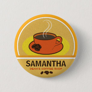 Badge Rond 5 Cm Café Coffee Cup Shop Café Nom du personnel Marqu