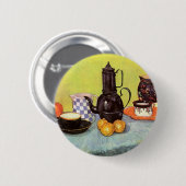 Badge Rond 5 Cm Café en émail bleu par Vincent van Gogh (Devant & derrière)