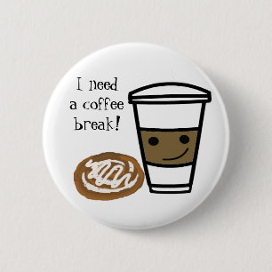 Badge Rond 5 Cm Café et petit pain à la cannelle