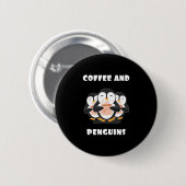 Badge Rond 5 Cm Café Et Pingouins (Devant & derrière)