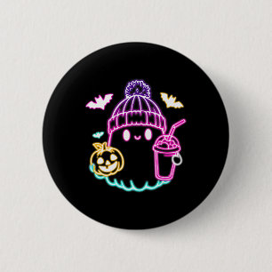 Badge Rond 5 Cm Café Ghost Cute Retro Boire Halloween Éffrayant