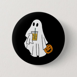 Badge Rond 5 Cm Café glacé Halloween Cute Little Ghost Citrouille