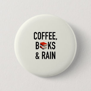 Badge Rond 5 Cm Café, livres et pluie
