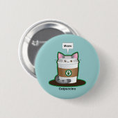 Badge Rond 5 Cm Café mignon de chat (Devant & derrière)