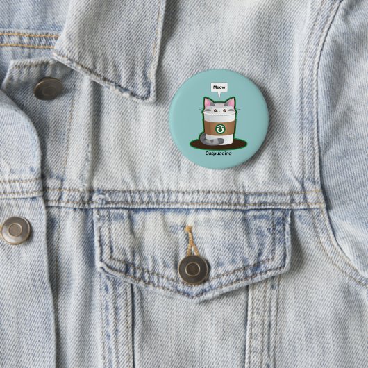 Badge Rond 5 Cm Café mignon de chat (En situation)