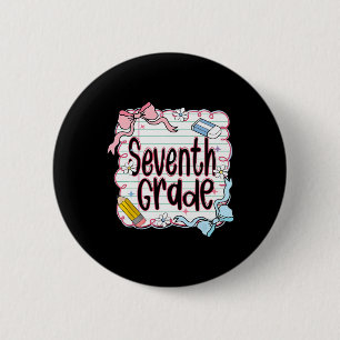 Badge Rond 5 Cm Cahier rose pour filles de septième année pour la