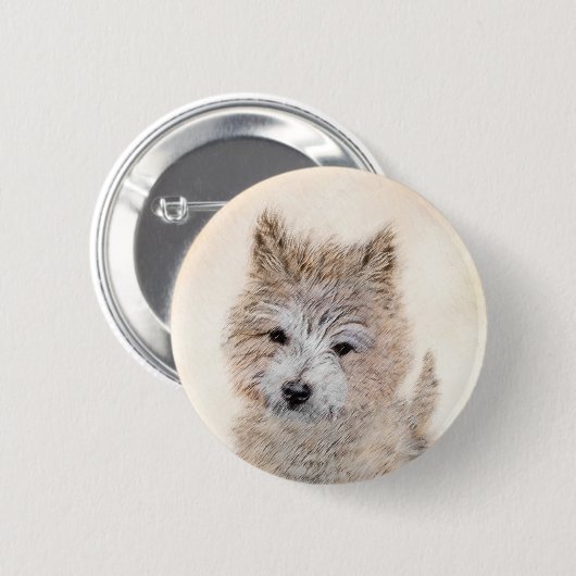 Badge Rond 5 Cm Cairn Terrier Peinture Chiot - Art Chien original (Devant & derrière)