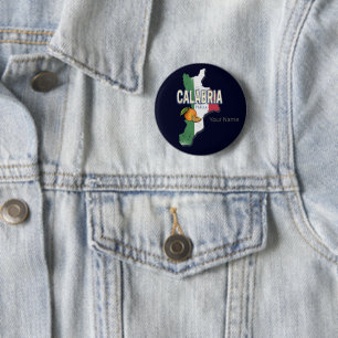 Badge Rond 5 Cm Calabre Italie Région Rétro Carte Souvenir Vintage