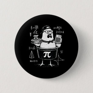 Badge Rond 5 Cm Calculatrice drôle de poulet tenant un pot Prof de
