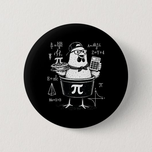 Badge Rond 5 Cm Calculatrice drôle de poulet tenant un pot Prof de (Devant)