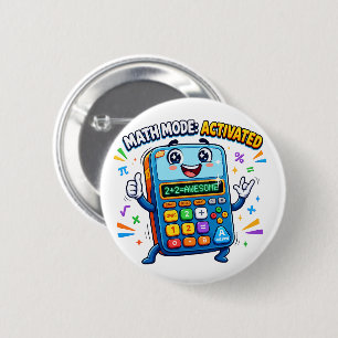 Badge Rond 5 Cm Calculatrice Mignonne Mode Mathématique Activée Éc