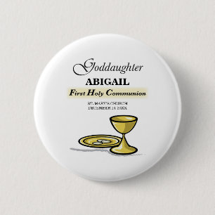 Badge Rond 5 Cm Calice de première communion de filleule personnal