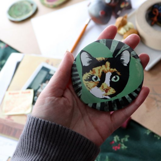 Badge Rond 5 Cm Calico Cat