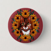 Badge Rond 5 Cm Calico Cat With Black-eyed Susan Maryland State  (Devant)