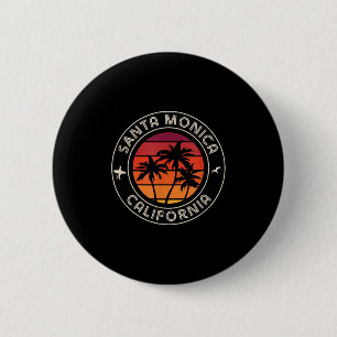 Badge Rond 5 Cm California Sunset Surfer Et Seagull Père Noël Moni