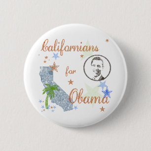 Badge Rond 5 Cm Californiens pour le bouton Obama Démocrates '08