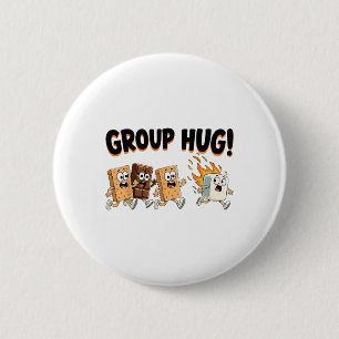 Badge Rond 5 Cm Câlins de groupe Marshmallow Smore Camping drôle e