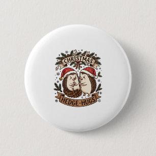 Badge Rond 5 Cm Calins de haie de Noël Chapeaux de Père Noël Floco