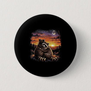 Badge Rond 5 Cm Câlins de raton laveur forêt faune vintage 90s cré